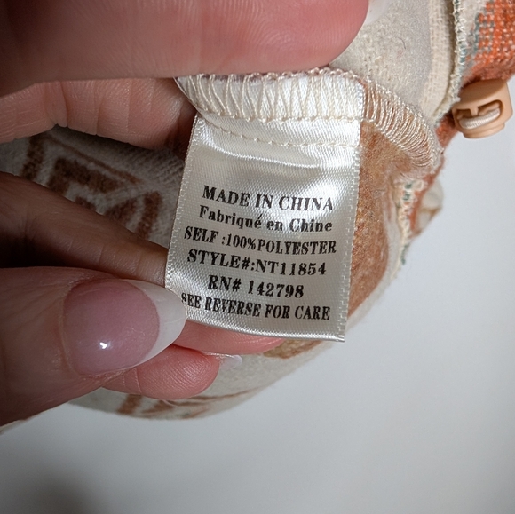 New In Aztec Southwest Print Quarter Zip Pullover Sweater S Cream Rust - Picture 7 of 9